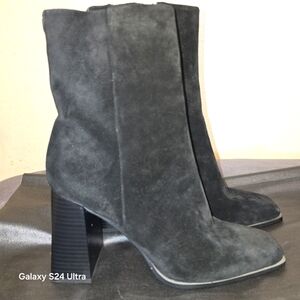 Sam Edelman Ivette Black Suede Block Heel Booties SIZE 10.5